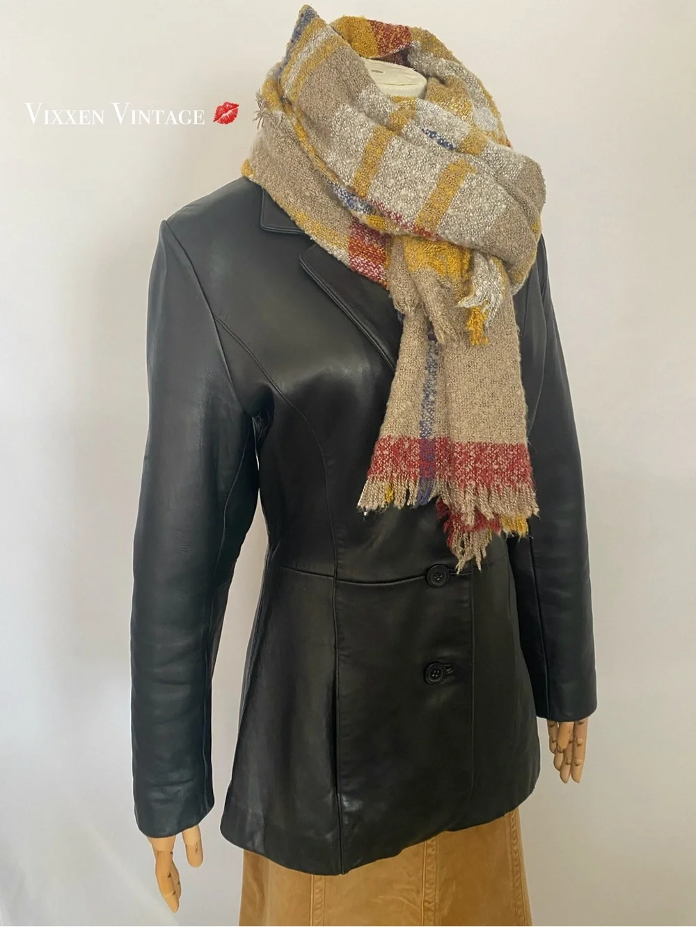 PLAID FRAYED EDGE BLANKET SCARF